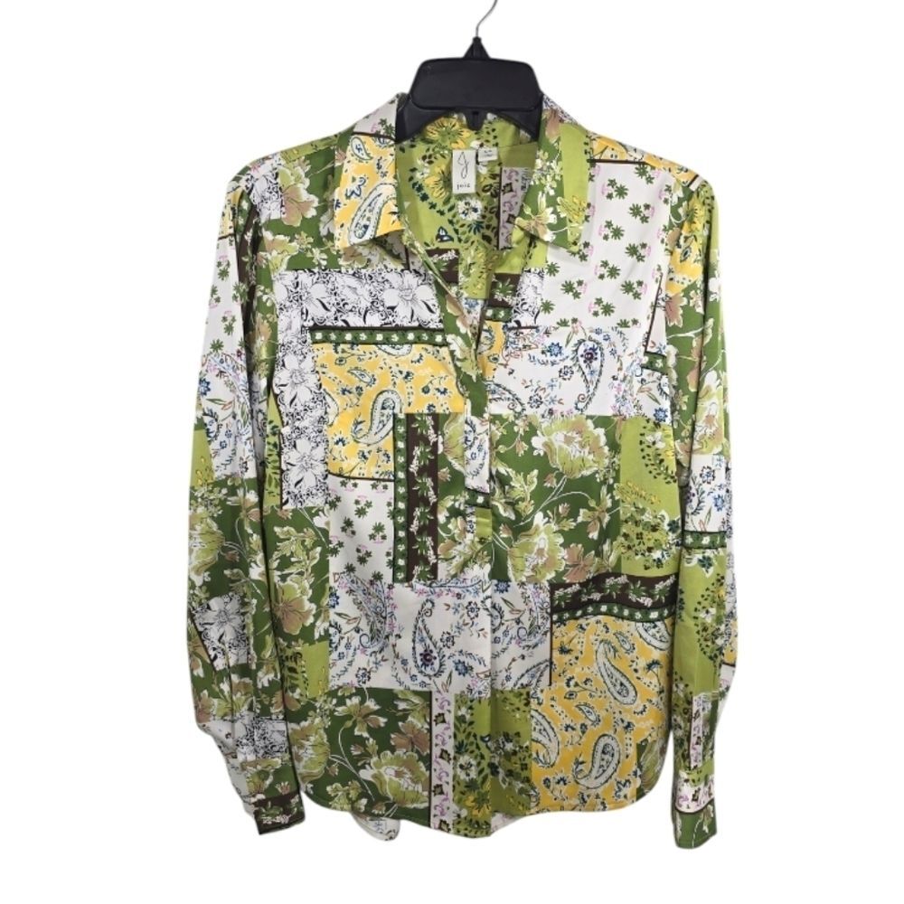 {Joie} Green Floral Popover Blouse Top - Size Small